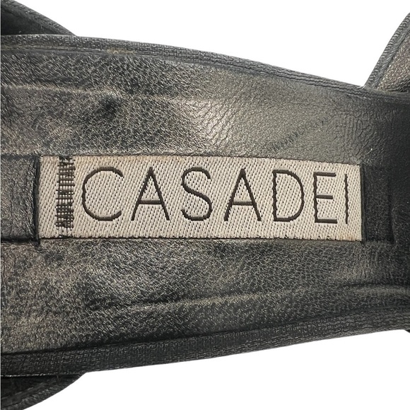 Casadei Silver Square Toe Ankle Strap Stiletto Heels Size 8 Women’s - Picture 2 of 9